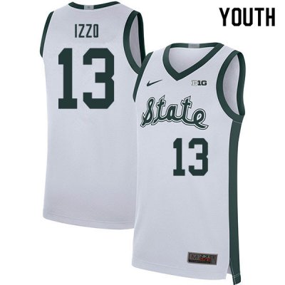 Youth Michigan State Spartans NCAA #13 Steven Izzo White Authentic Nike Retro Stitched College Basketball Jersey QN32G78JO